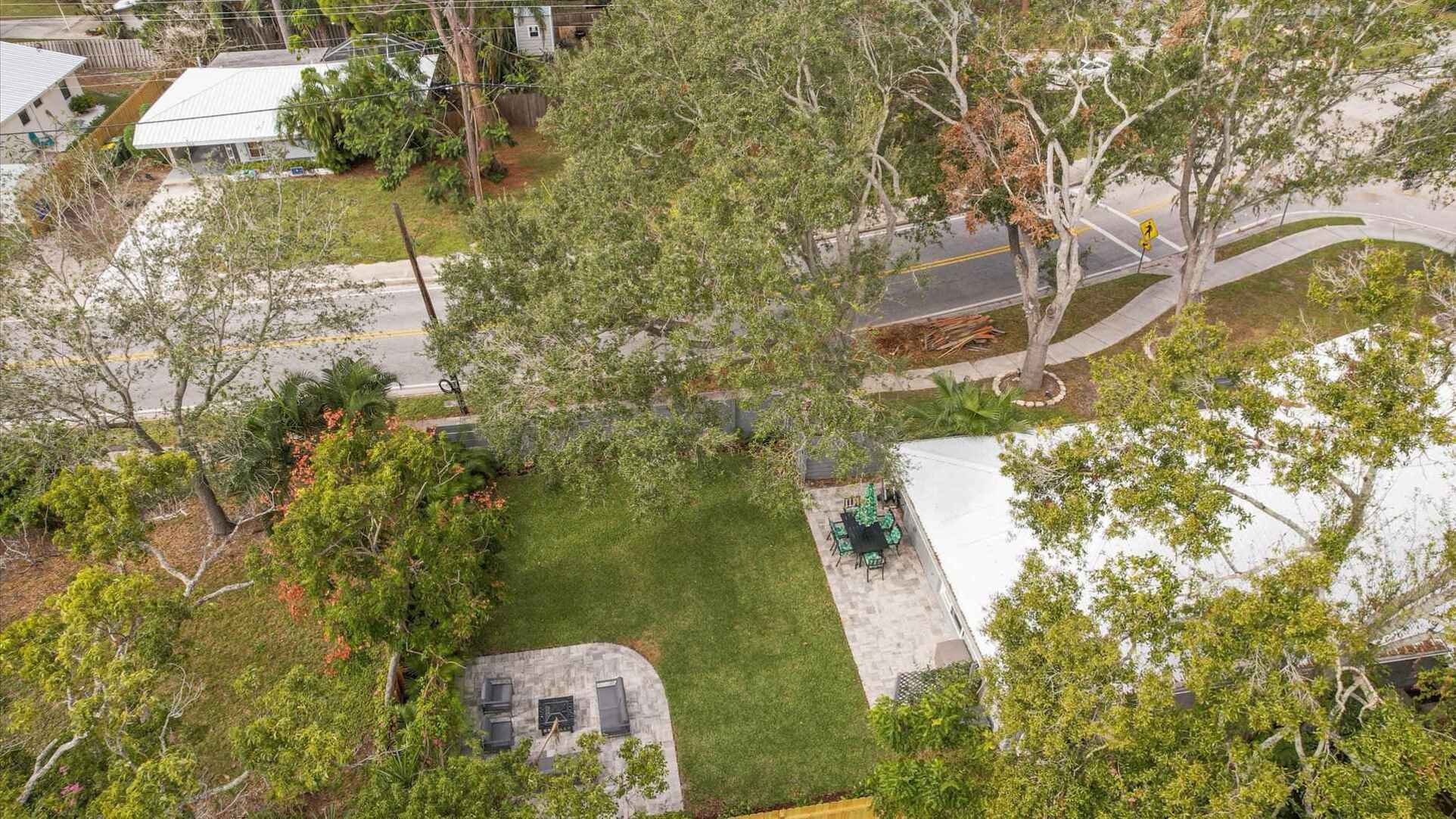 Aerial view of backyard