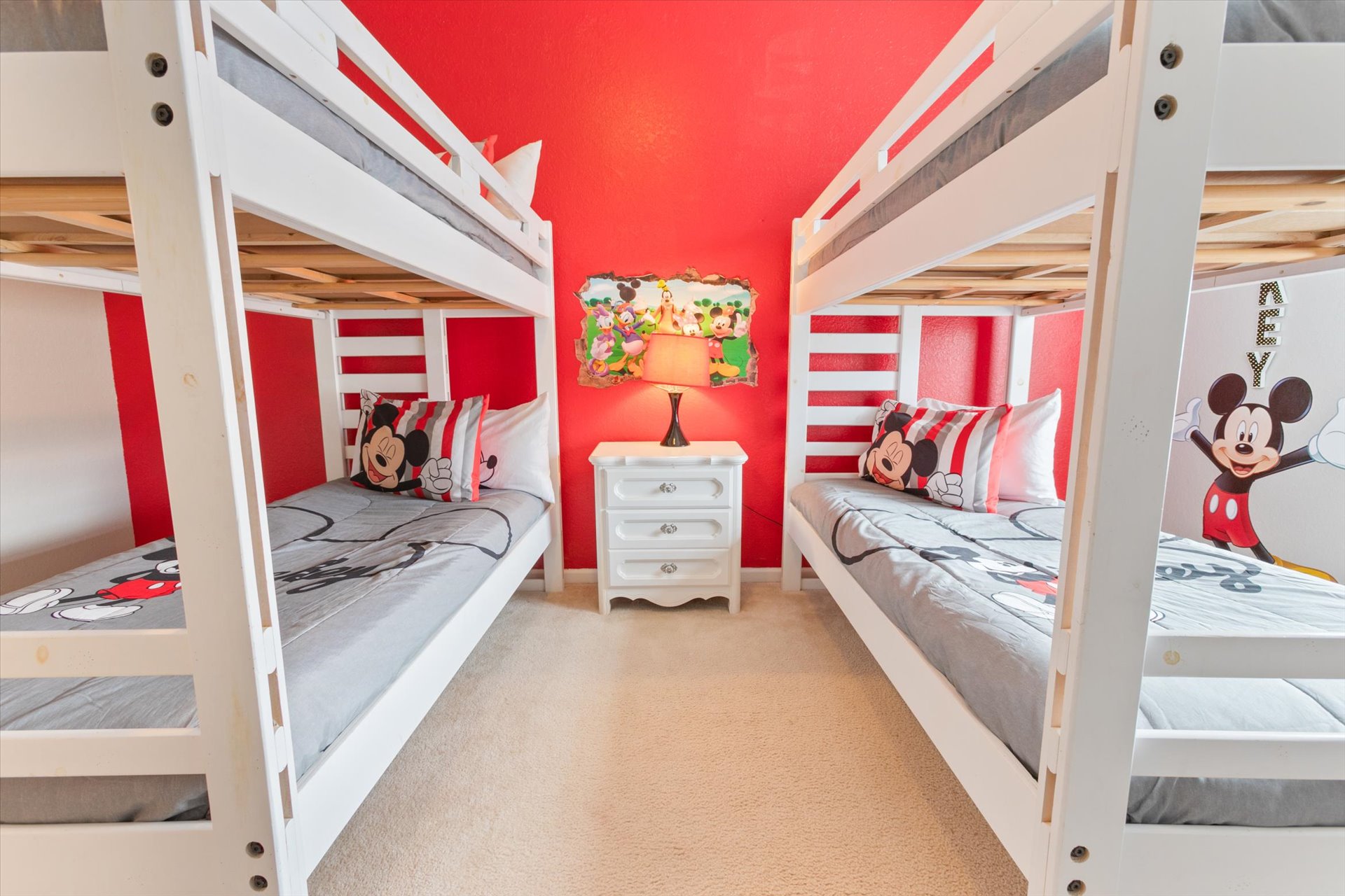 Two Twin/Twin Bunks Bedroom 
Shared Bathroom
Mickey Theme