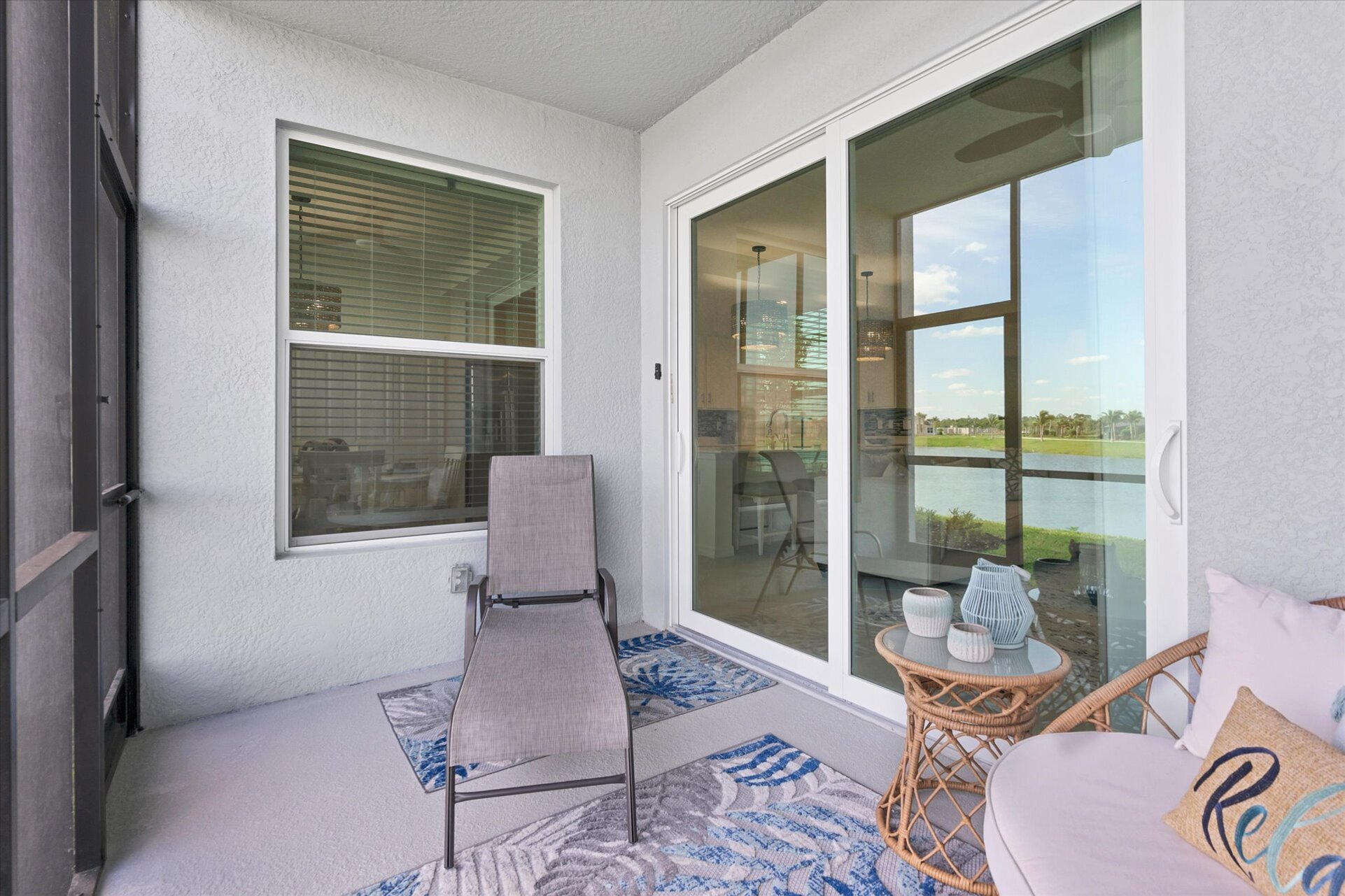 Back lanai overlooking pond. Relax and enjoy