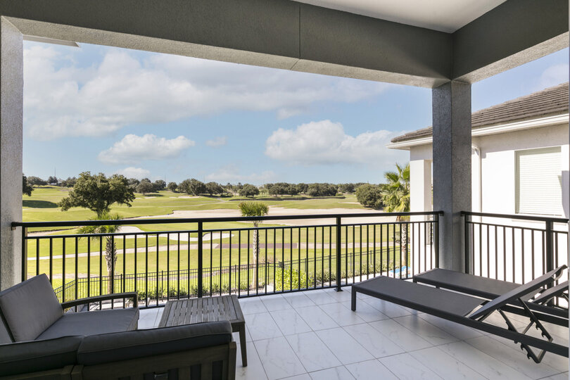 Admire views of the Palmer golf course from the second floor balcony