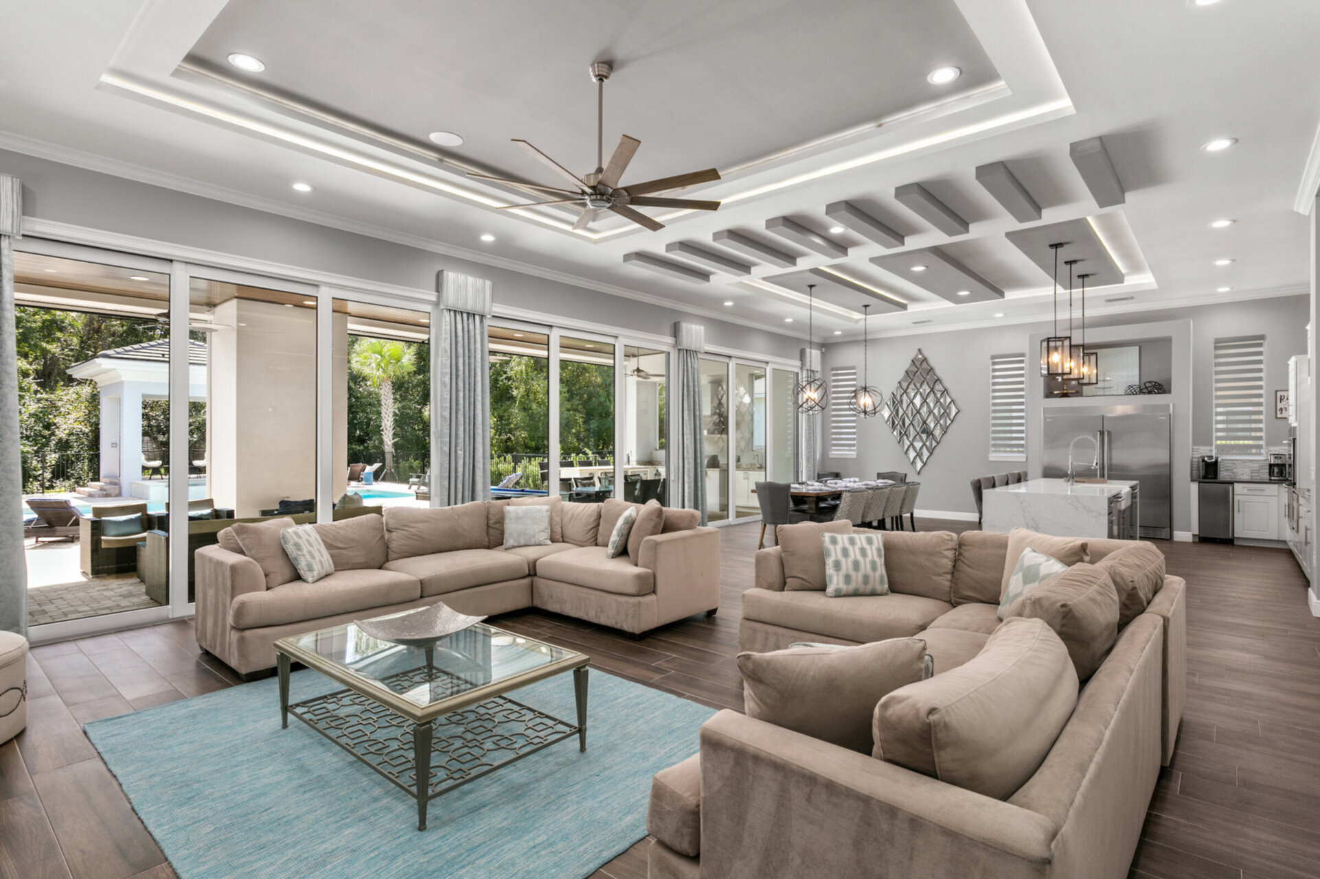 Sink into the comfortable couch seating after a day at the parks