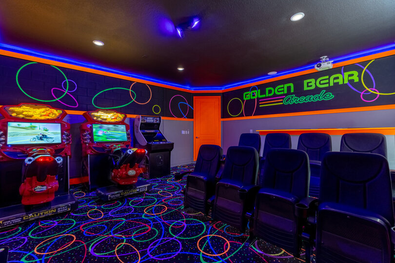 Watch a family favorite movie on the large projection screen or play on one of the arcade games