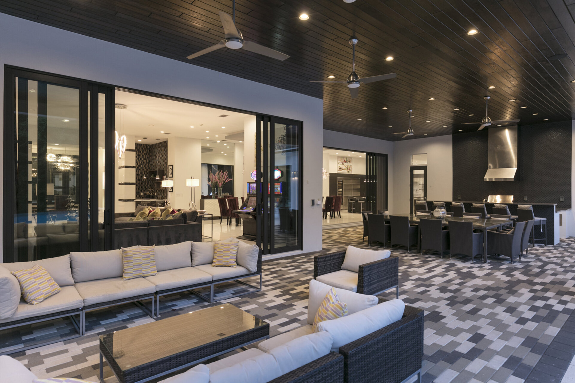 Relax under the covered patio with friends and family