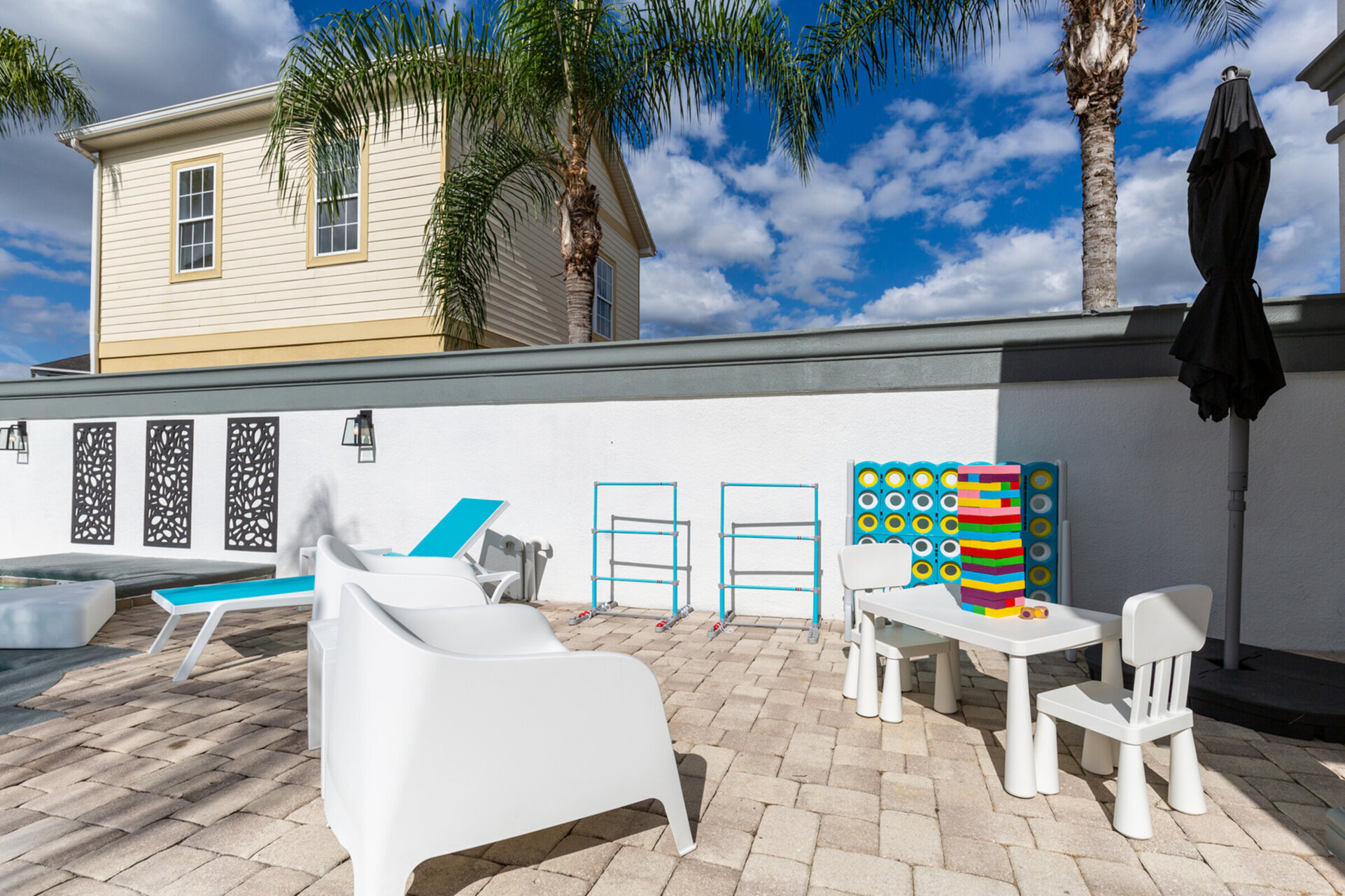 Kids can play at the outdoor kids zone while the adults chat