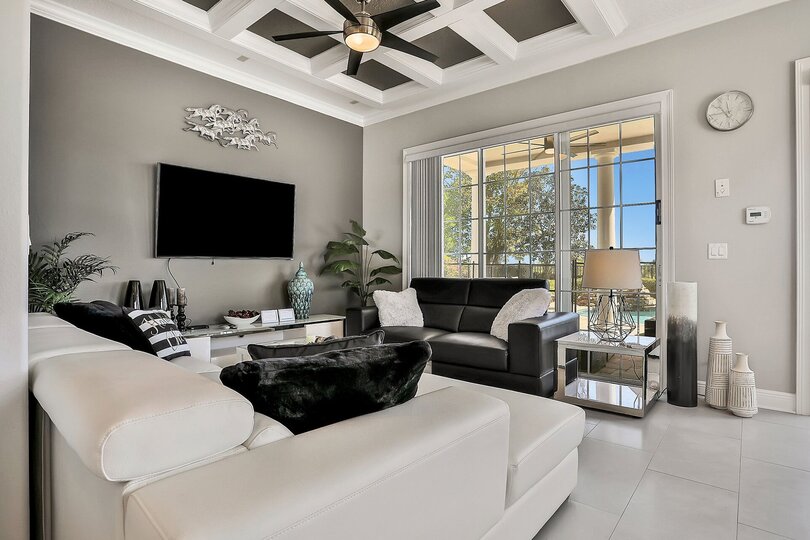 Curl up on one of the two couches and chat with family and friends in this great hangout space.