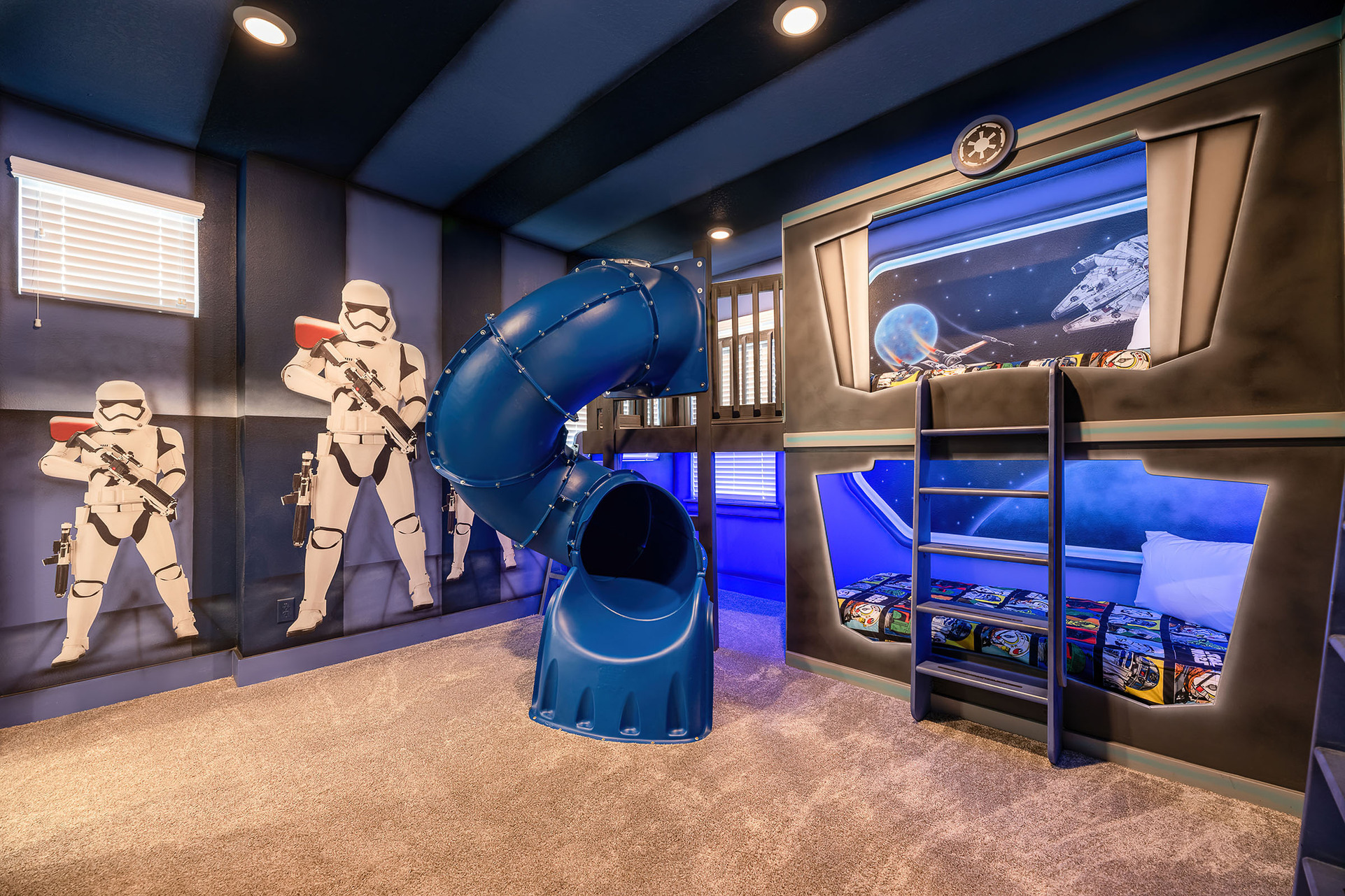 Blast off down the tube slide as you prepare for a fun day!