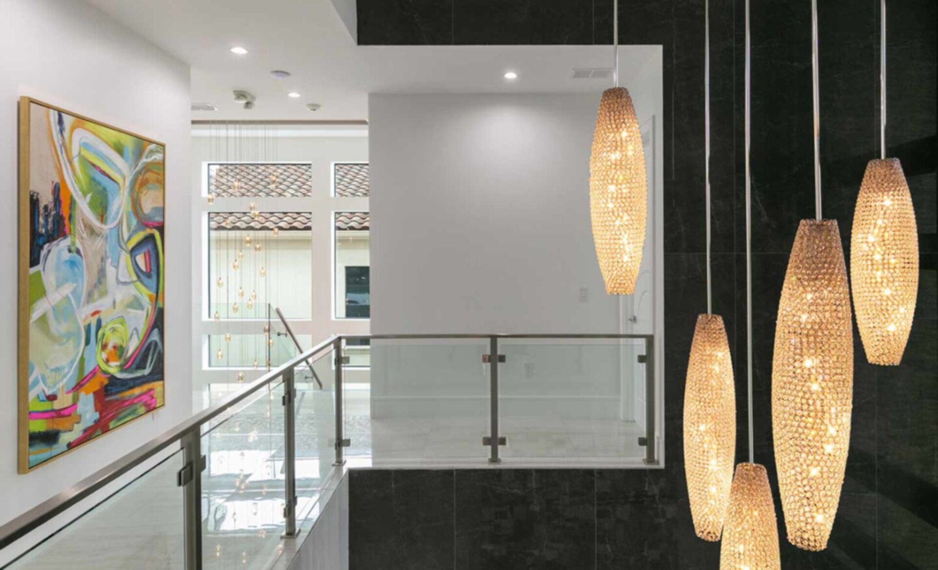 Glass Railing Overlooking Entry