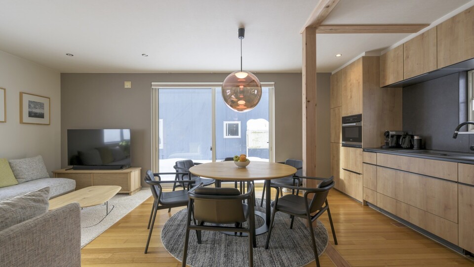 Homey dining area and kitchen